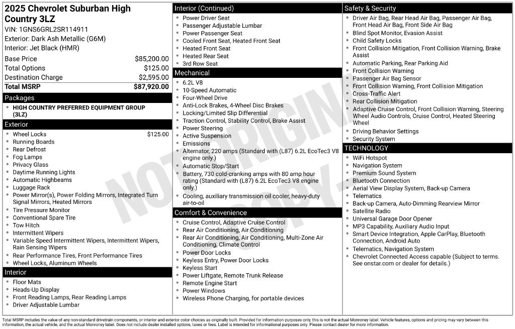 Used 2025 Chevrolet Suburban High Country AWD/4WD image 20