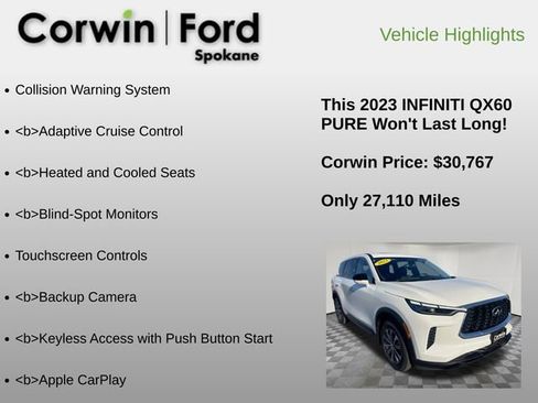 Used 2023 INFINITI QX60 Pure image 6