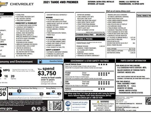 Used 2021 Chevrolet Tahoe Premier w/ Premium Package AWD/4WD image 16
