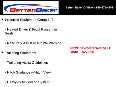 Used 2022 Chevrolet Traverse LT w/ LPO, Floor Liner Package