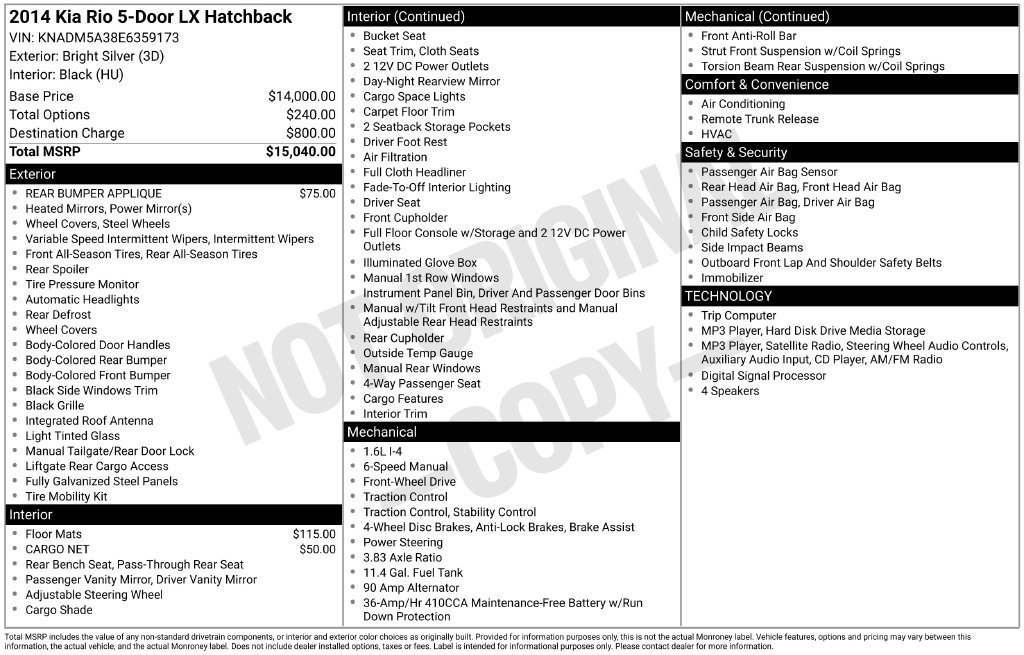 Used 2014 Kia Rio LX FWD image 3