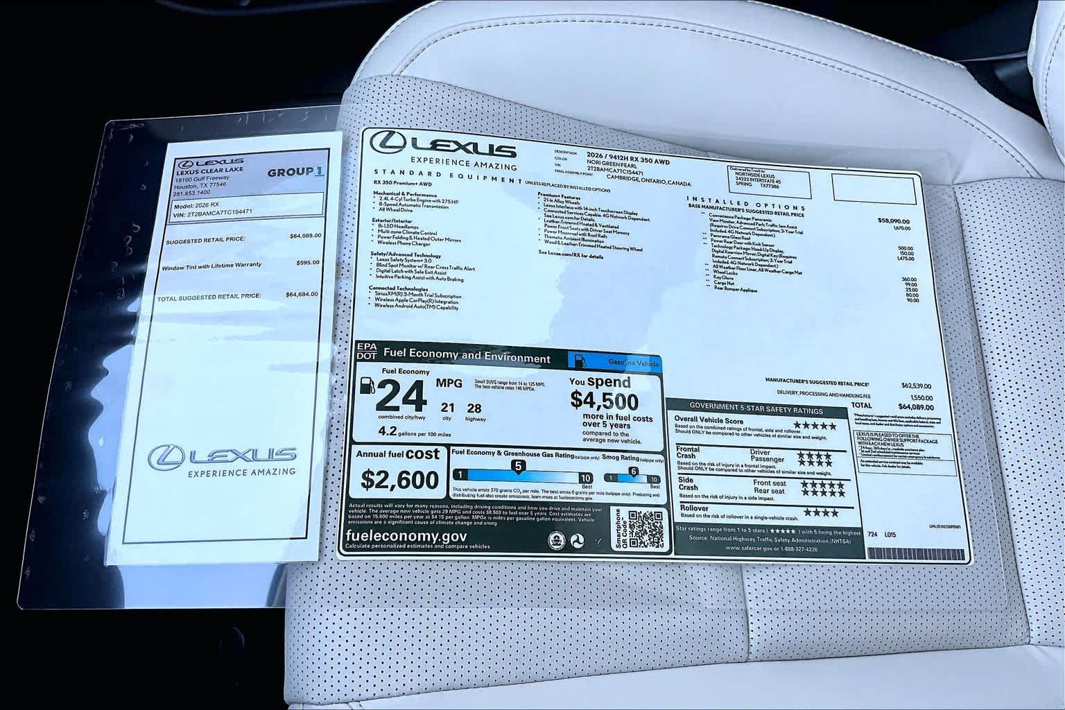 New 2026 Lexus RX 350 Premium Plus w/ Convenience Package AWD/4WD image 21