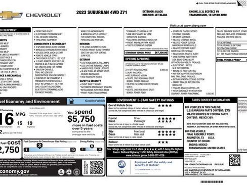 Used 2023 Chevrolet Suburban Z71 w/ Z71 Off-Road Package AWD/4WD image 54
