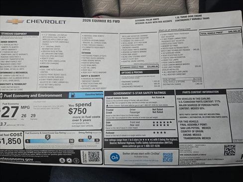 New 2026 Chevrolet Equinox RS w/ Convenience Package III image 17