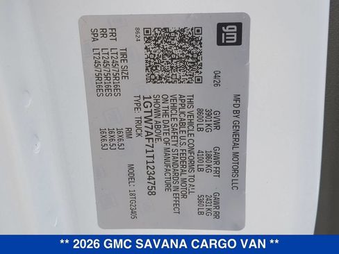 New 2026 GMC Savana 2500 w/ Chrome Appearance Package RWD image 22
