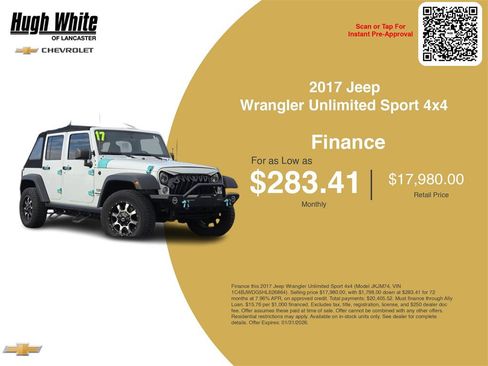 Used 2017 Jeep Wrangler Unlimited Sport w/ Connectivity Group image 3