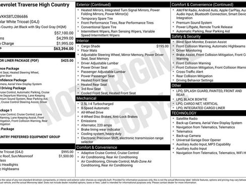 New 2026 Chevrolet Traverse High Country w/ LPO, Floor Liner Package AWD/4WD image 23