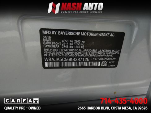 Used 2019 BMW 530i w/ Convenience Package image 77