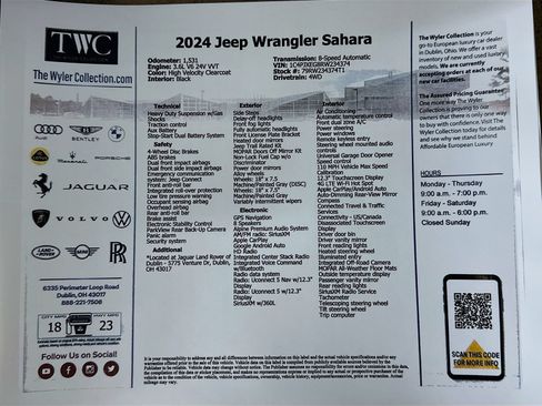 Used 2024 Jeep Wrangler Unlimited Sahara w/ Technology Group AWD/4WD image 47