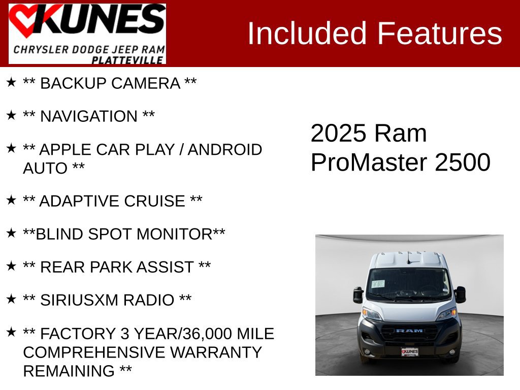 Used 2025 RAM ProMaster 2500 w/ Convenience Group FWD image 2
