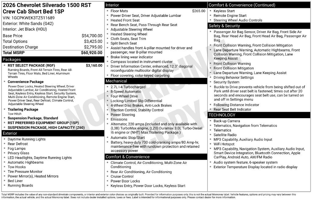 New 2026 Chevrolet Silverado 1500 RST w/ RST Select Package AWD/4WD image 2
