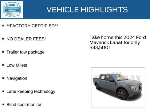 Certified 2024 Ford Maverick Lariat w/ 4K Tow Package image 13