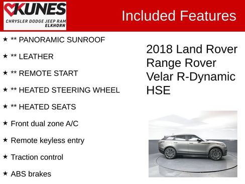Used 2018 Land Rover Range Rover Velar R-Dynamic HSE AWD/4WD image 2