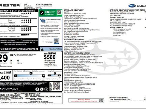 Used 2021 Subaru Forester w/ Popular Package #1 AWD/4WD image 7