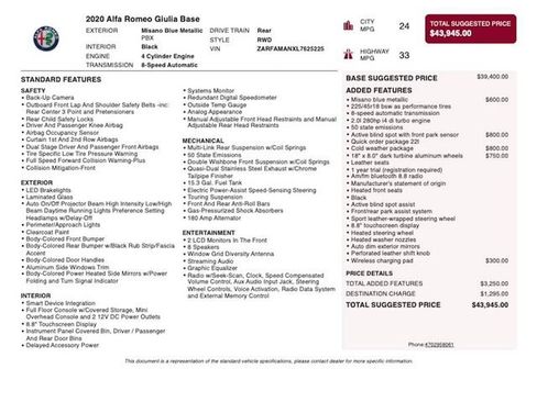 Used 2020 Alfa Romeo Giulia w/ Cold Weather Package RWD image 3