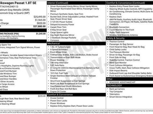 Used 2017 Volkswagen Passat 1.8T SE w/ SE Lighting Package image 10