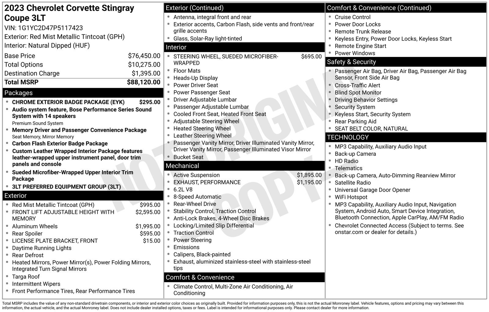Certified 2023 Chevrolet Corvette Stingray Premium Cpe w/ Chrome Exterior Badge Package RWD image 35