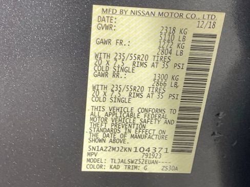 Used 2019 Nissan Murano Platinum w/ Cargo Package FWD image 35