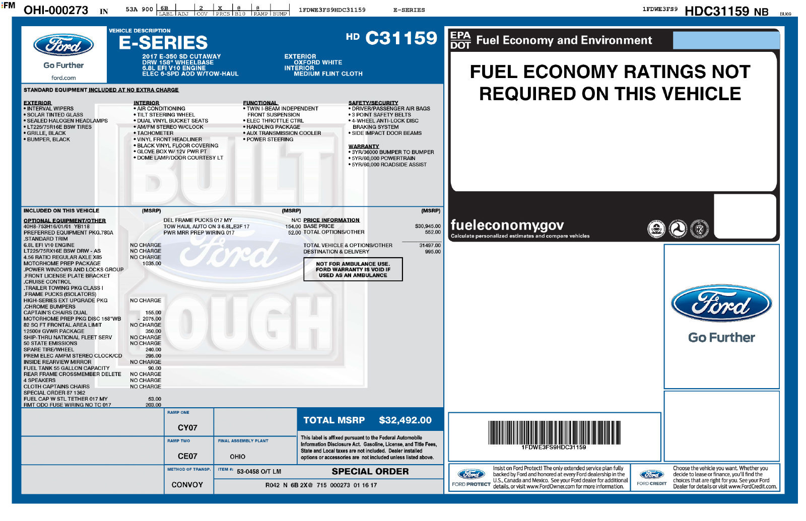 Used 2017 Ford E-350 and Econoline 350 Super Duty w/ Motorhome Prep Package RWD image 33
