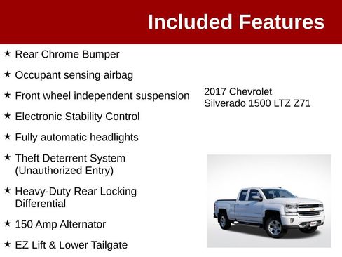 Used 2017 Chevrolet Silverado 1500 LTZ Z71 w/ LTZ Plus Package AWD/4WD image 4