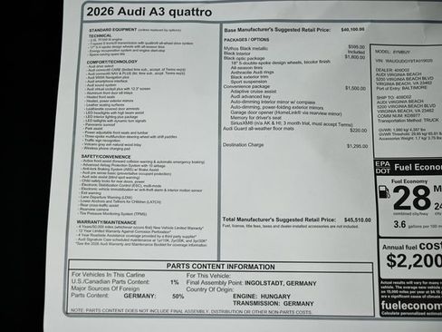 New 2026 Audi A3 2.0T Premium image 41