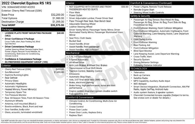 Used 2022 Chevrolet Equinox RS AWD/4WD image 6