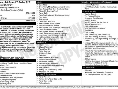 Used 2012 Chevrolet Sonic LT FWD image 11