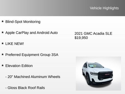 Used 2021 GMC Acadia SLE w/ Driver Convenience Package image 8