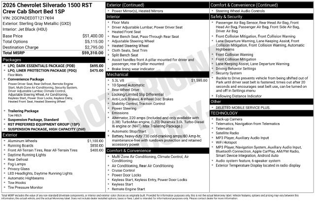 New 2026 Chevrolet Silverado 1500 RST w/ LPO, Dark Essentials Package RWD image 4