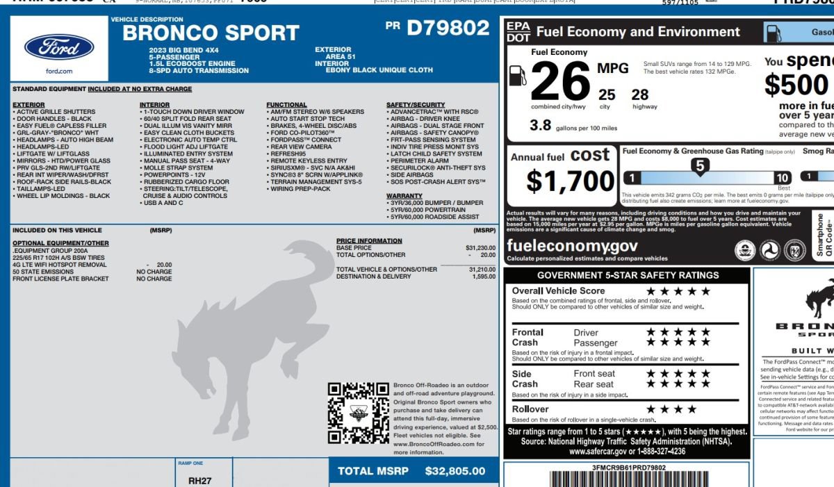 Used 2023 Ford Bronco Sport Big Bend AWD/4WD image 17