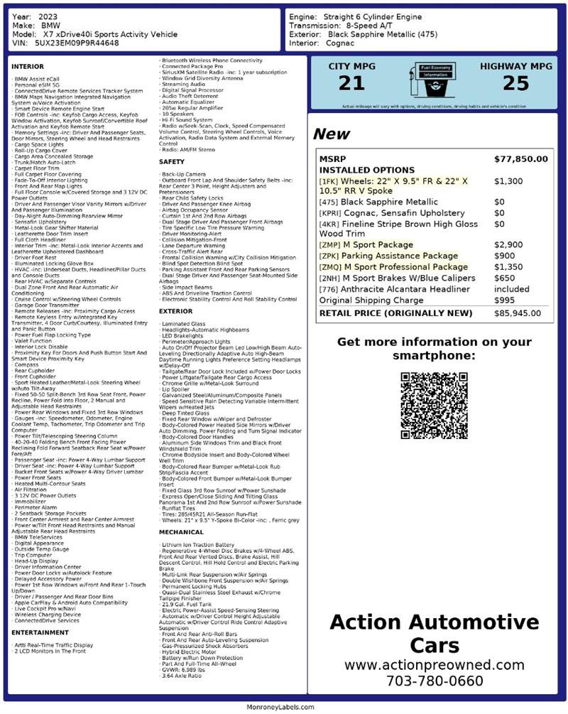 Used 2023 BMW X7 xDrive40i w/ M Sport Package AWD/4WD image 2