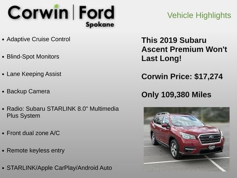 Used 2019 Subaru Ascent Premium w/ Popular Package #2 AWD/4WD image 6
