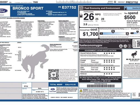 Used 2023 Ford Bronco Sport Big Bend w/ Convenience Package AWD/4WD image 6