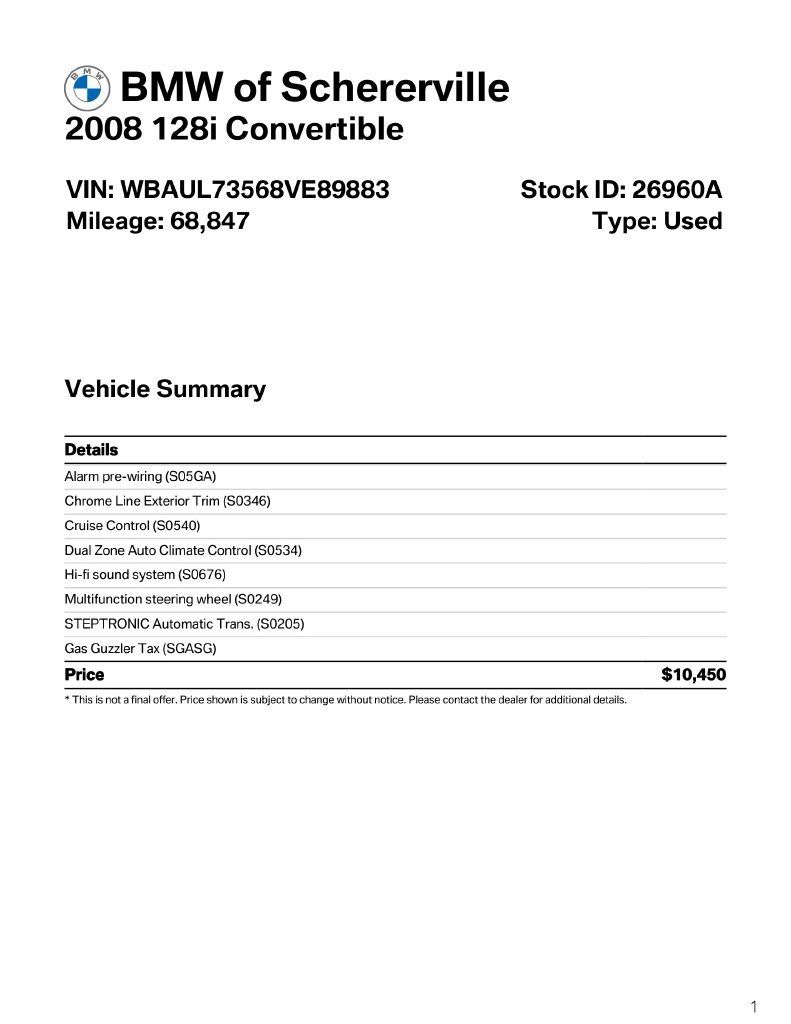 Used 2008 BMW 128i Convertible RWD image 3