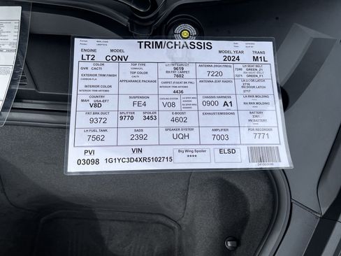 Used 2024 Chevrolet Corvette Stingray Premium Conv w/ Z51 Performance Package RWD image 23