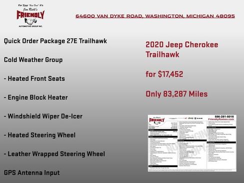Used 2020 Jeep Cherokee Trailhawk w/ Cold Weather Group AWD/4WD image 3