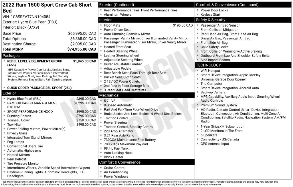 Used 2022 RAM 1500 Sport w/ Rebel Level 2 Equipment Group AWD/4WD image 4