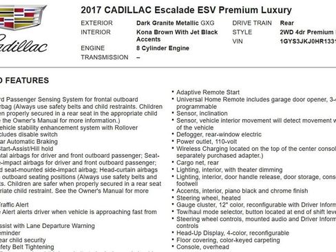 Used 2017 Cadillac Escalade ESV Premium Luxury RWD image 16