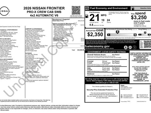 Used 2026 Nissan Frontier Pro-X w/ Pro-X Convenience Package RWD image 53