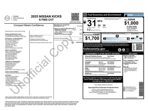 Used 2025 Nissan Kicks S w/ Charging Package image 6