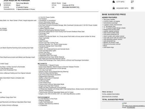 Used 2020 Audi A4 2.0T Premium w/ Convenience Package image 2