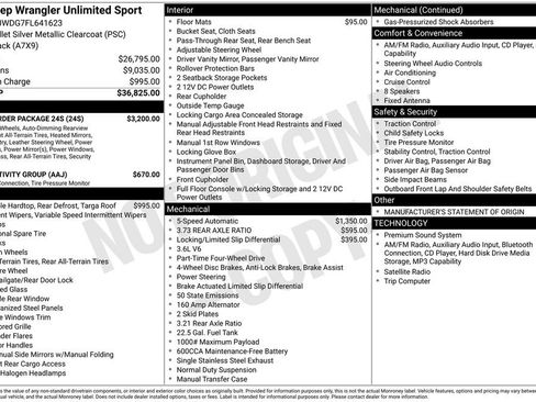 Used 2015 Jeep Wrangler Unlimited Sport w/ Quick Order Package 24S AWD/4WD image 31