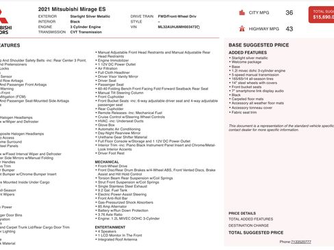 Used 2021 Mitsubishi Mirage image 3