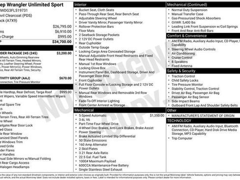 Used 2015 Jeep Wrangler Unlimited Sport w/ Quick Order Package 24S AWD/4WD image 2