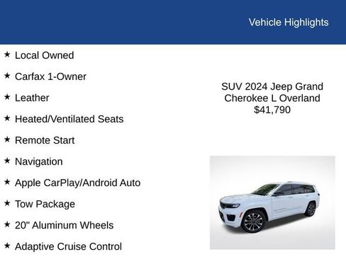 Used 2024 Jeep Grand Cherokee L Overland w/ Trailer Tow Package AWD/4WD image 2