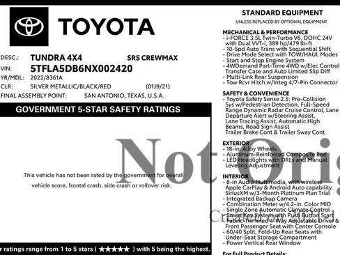 Used 2022 Toyota Tundra SR5 w/ Advanced Technology Package AWD/4WD image 17