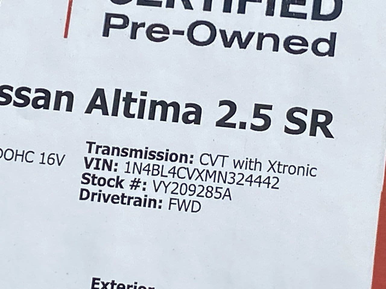 Certified 2021 Nissan Altima 2.5 SR w/ SR Premium Package FWD image 36
