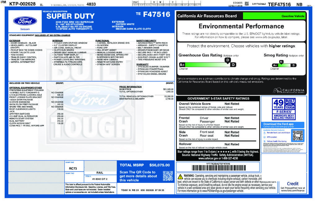 New 2026 Ford F250 XL w/ Snow Plow Prep Package AWD/4WD image 1