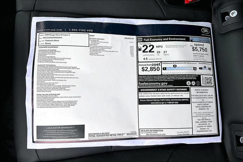 New 2026 Land Rover Range Rover Evoque S AWD/4WD image 14