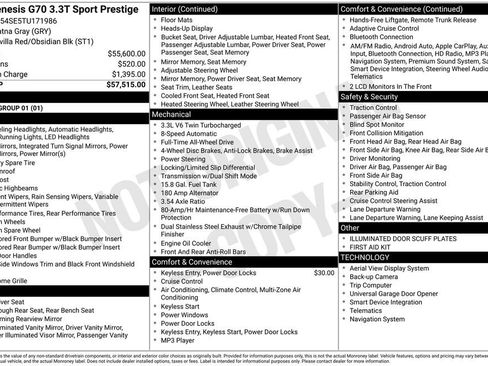 New 2026 Genesis G70 3.3T Sport Prestige AWD/4WD image 3